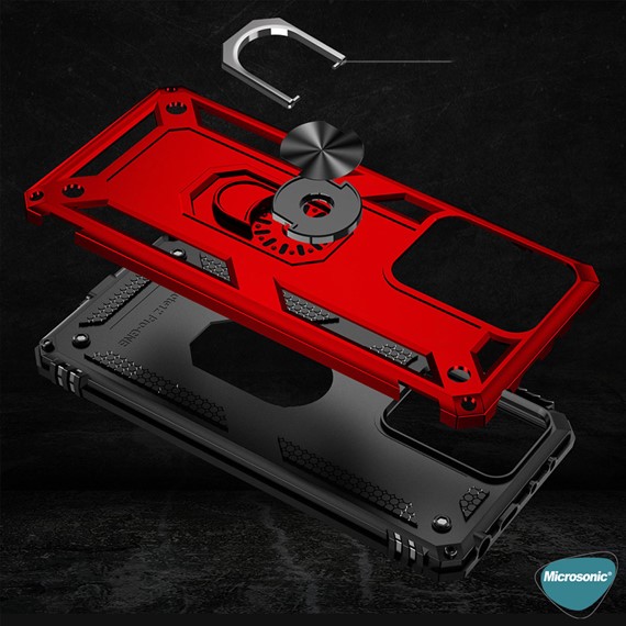 Microsonic Xiaomi Poco X5 Pro Kılıf Military Ring Holder Siyah 5