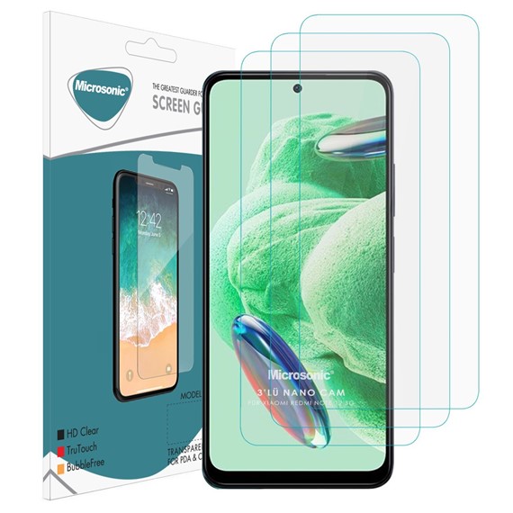 Microsonic Xiaomi Redmi Note 12 Screen Protector Nano Glass Cam Ekran Koruyucu 3 lü Paket 2