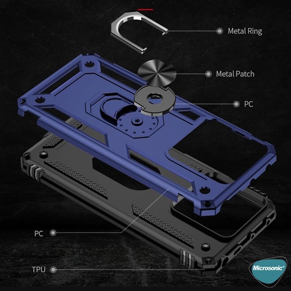 Microsonic Xiaomi Redmi 13C Kılıf Military Ring Holder Siyah 2