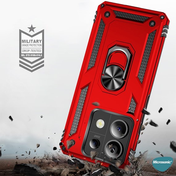 Microsonic Xiaomi Redmi 13C Kılıf Military Ring Holder Siyah 4
