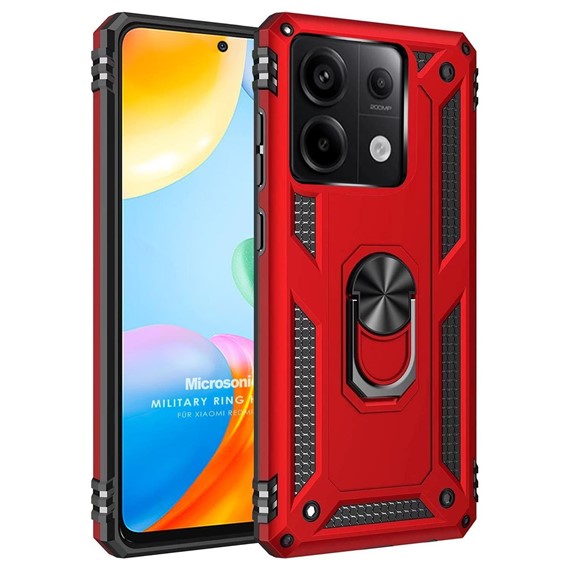Microsonic Xiaomi Poco M6 Pro 4G Kılıf Military Ring Holder Kırmızı 1