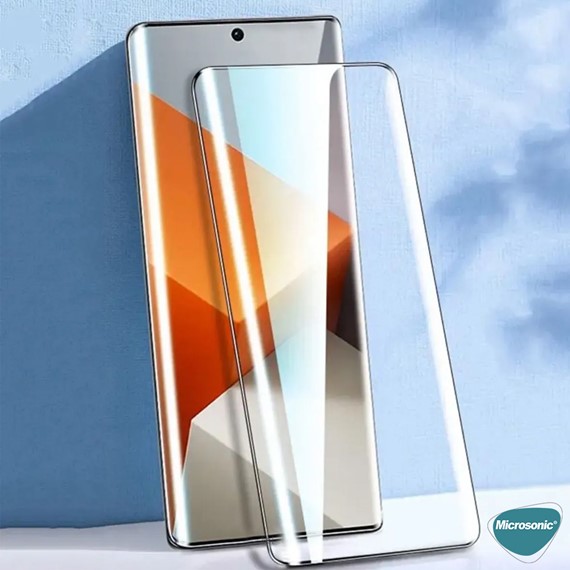 Microsonic Xiaomi Redmi Note 14 Pro 5G Tam Kaplayan Temperli Cam Ekran Koruyucu Siyah 2
