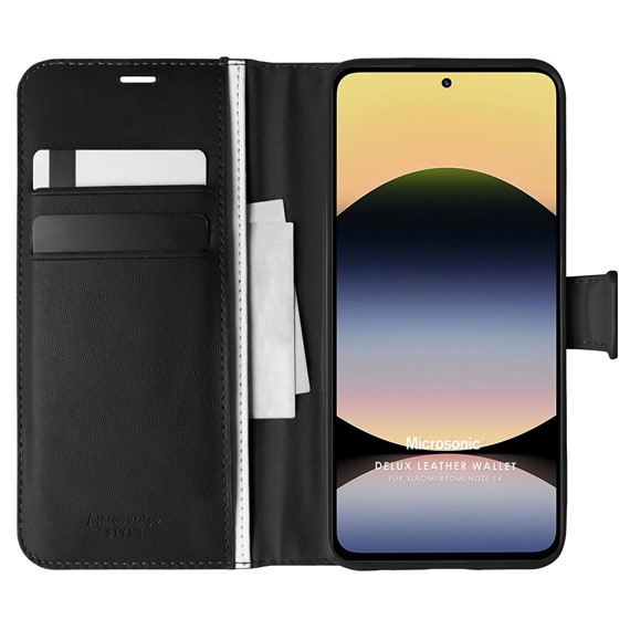 Microsonic Xiaomi Redmi Note 14 5G Kılıf Delux Leather Wallet Siyah 1
