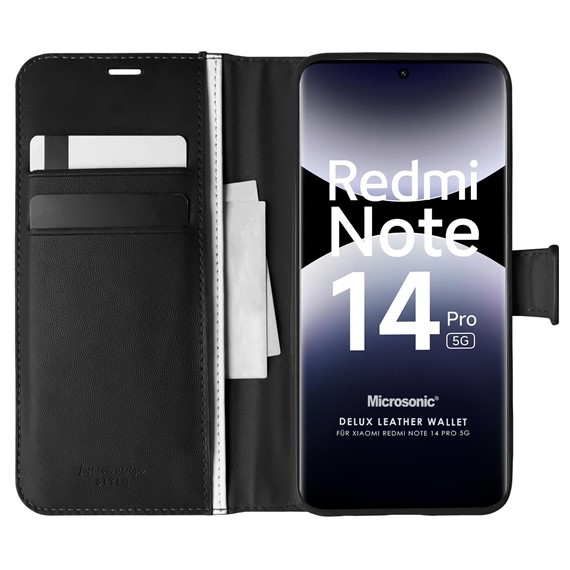 Microsonic Xiaomi Redmi Note 14 Pro 5G Kılıf Delux Leather Wallet Siyah 1