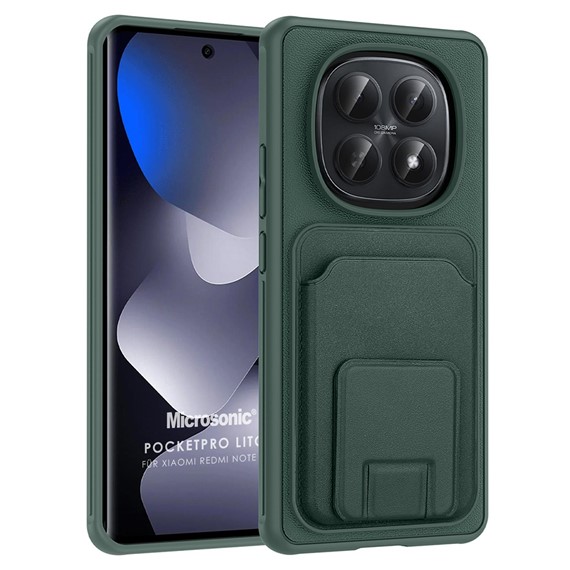 Microsonic Xiaomi Redmi Note 15 5G Kılıf PocketPro Litchi Koyu Yeşil 1