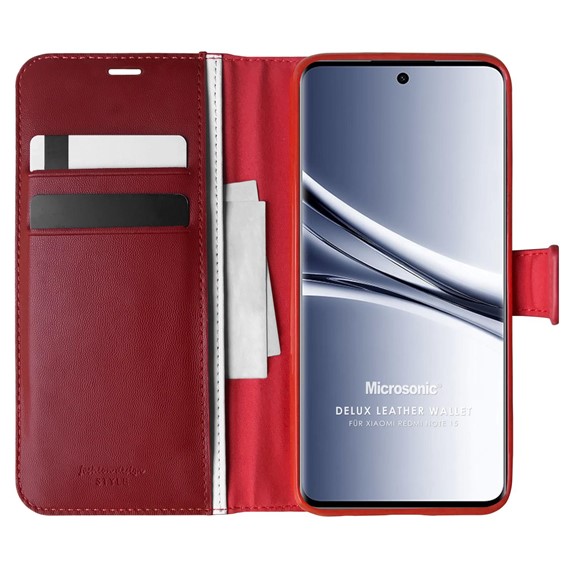 Microsonic Xiaomi Redmi Note 15 Kılıf Delux Leather Wallet Kırmızı 1