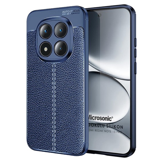 Microsonic Xiaomi Note 14 Pro Plus Kılıf Deri Dokulu Silikon Lacivert 1