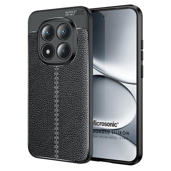 Microsonic Xiaomi Note 14 Pro Plus Kılıf Deri Dokulu Silikon Siyah 1