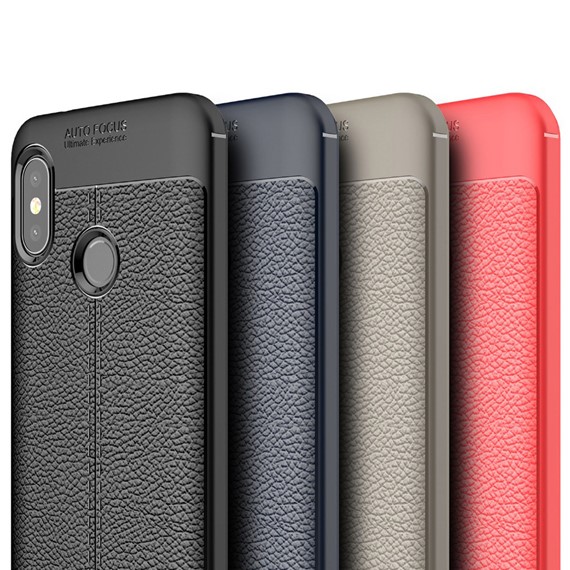 Microsonic Xiaomi Redmi Note 6 Pro Kılıf Deri Dokulu Silikon Kırmızı 4