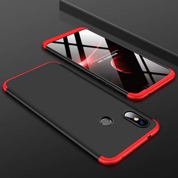 Microsonic Xiaomi Redmi Note 6 Pro Kılıf Double Dip 360 Protective Siyah Kırmızı 3