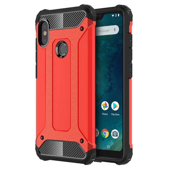 Microsonic Xiaomi Redmi Note 6 Pro Kılıf Rugged Armor Kırmızı 1