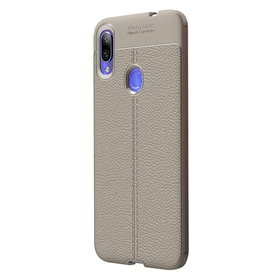 Microsonic Xiaomi Redmi Note 7 Kılıf Deri Dokulu Silikon Gri 2