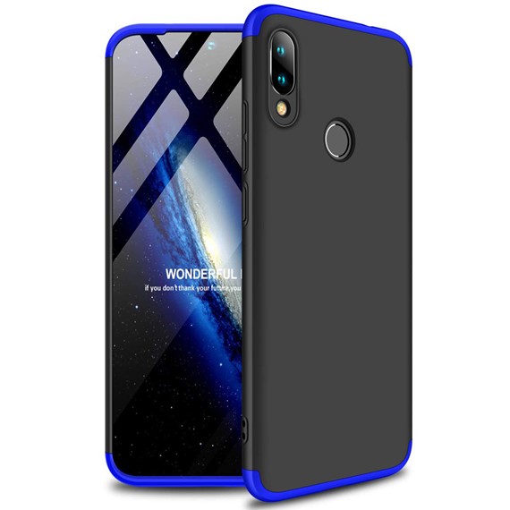 Microsonic Xiaomi Redmi Note 7 Kılıf Double Dip 360 Protective Siyah Mavi 1