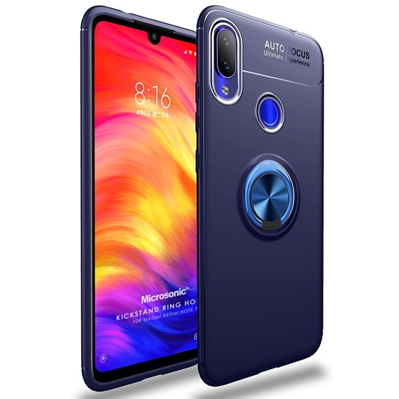 Microsonic Xiaomi Redmi Note 7 Pro Kılıf Kickstand Ring Holder Lacivert 1