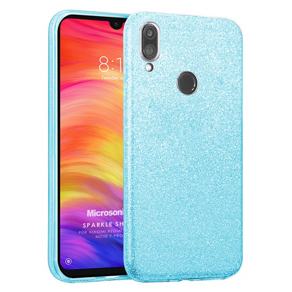 Microsonic Xiaomi Redmi Note 7 Kılıf Sparkle Shiny Mavi 1