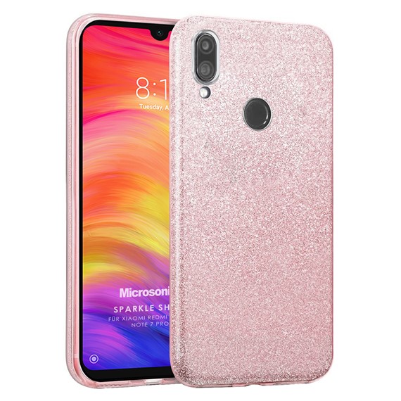 Microsonic Xiaomi Redmi Note 7 Kılıf Sparkle Shiny Rose Gold 1