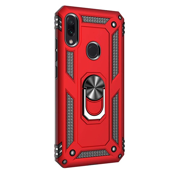 Microsonic Xiaomi Redmi Note 7 Kılıf Military Ring Holder Kırmızı 2