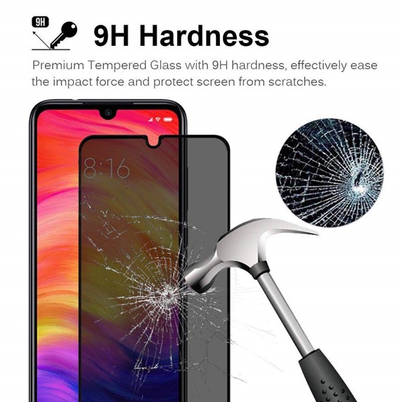 Microsonic Xiaomi Redmi Note 7 Privacy 5D Gizlilik Filtreli Cam Ekran Koruyucu Siyah 4