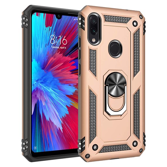 Microsonic Xiaomi Redmi Note 7 Pro Kılıf Military Ring Holder Gold 1