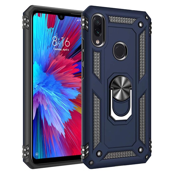 Microsonic Xiaomi Redmi Note 7 Pro Kılıf Military Ring Holder Lacivert 1