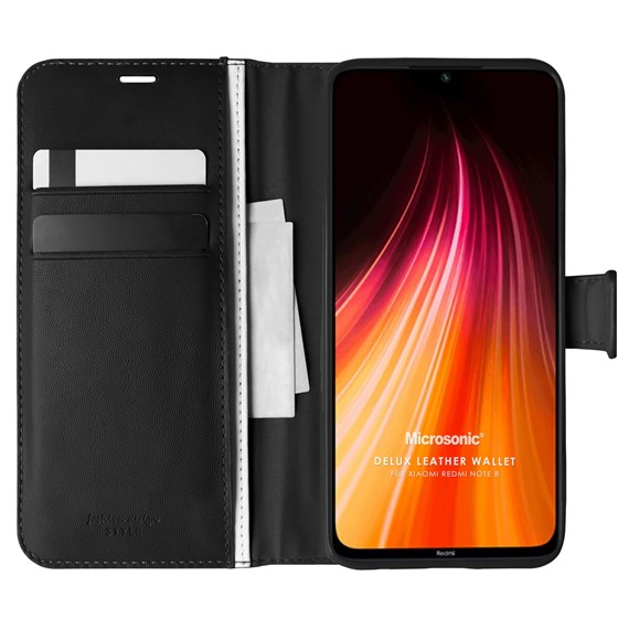 Microsonic Xiaomi Redmi Note 8 Kılıf Delux Leather Wallet Siyah 1