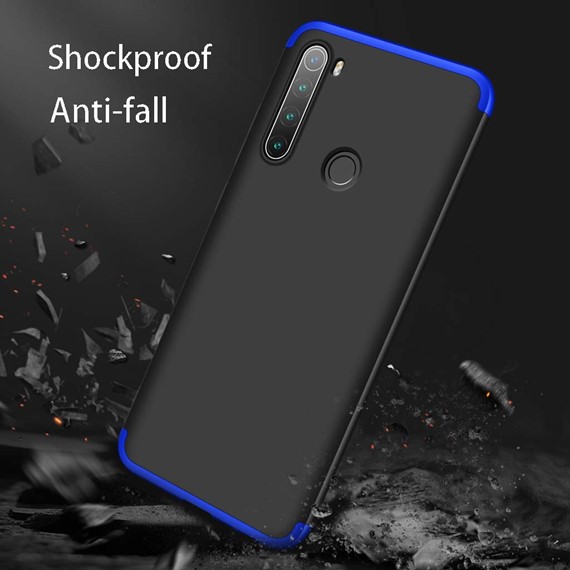 Microsonic Xiaomi Redmi Note 8 Kılıf Double Dip 360 Protective Siyah Mavi 5