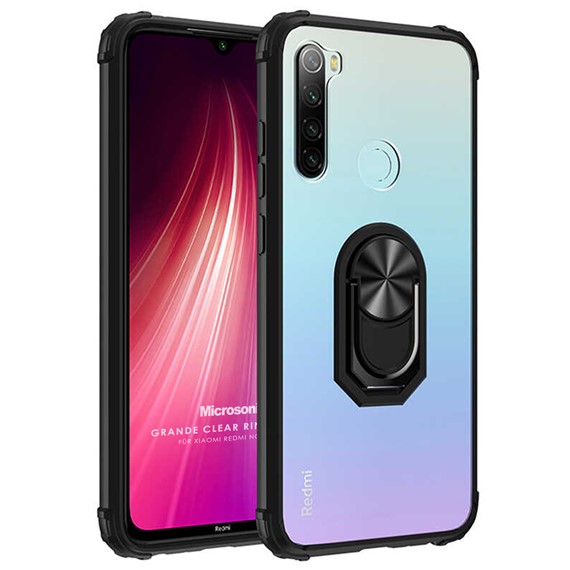 Microsonic Xiaomi Redmi Note 8 Kılıf Grande Clear Ring Holder Siyah 1