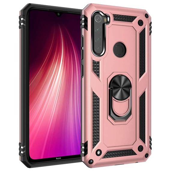 Microsonic Xiaomi Redmi Note 8 Kılıf Military Ring Holder Rose Gold 1