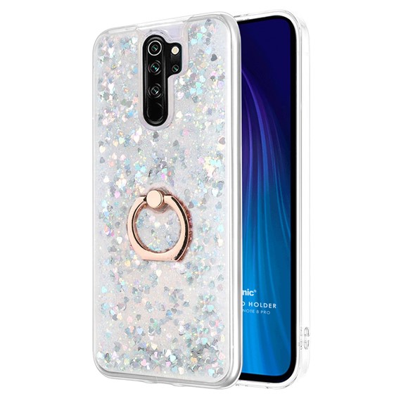 Microsonic Xiaomi Redmi Note 8 Pro Kılıf Glitter Liquid Holder Gümüş 1