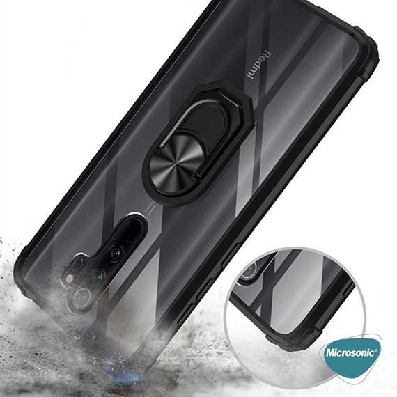 Microsonic Xiaomi Redmi Note 8 Pro Kılıf Grande Clear Ring Holder Lacivert 4