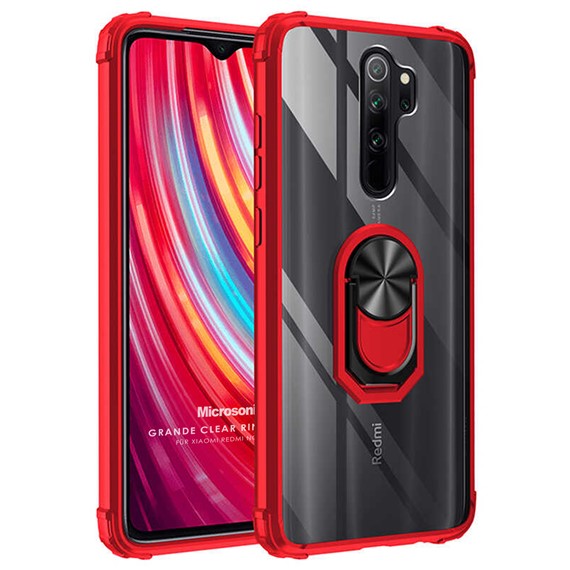 Microsonic Xiaomi Redmi Note 8 Pro Kılıf Grande Clear Ring Holder Kırmızı 1