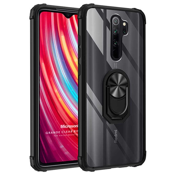 Microsonic Xiaomi Redmi Note 8 Pro Kılıf Grande Clear Ring Holder Siyah 1