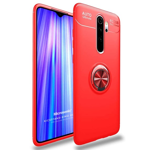 Microsonic Xiaomi Redmi Note 8 Pro Kılıf Kickstand Ring Holder Kırmızı 1