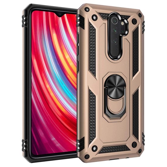 Microsonic Xiaomi Redmi Note 8 Pro Kılıf Military Ring Holder Gold 1