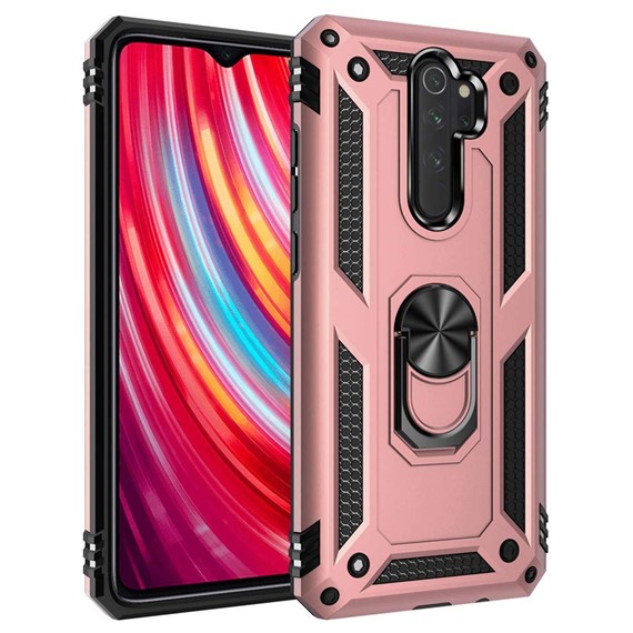 Microsonic Xiaomi Redmi Note 8 Pro Kılıf Military Ring Holder Rose Gold 1