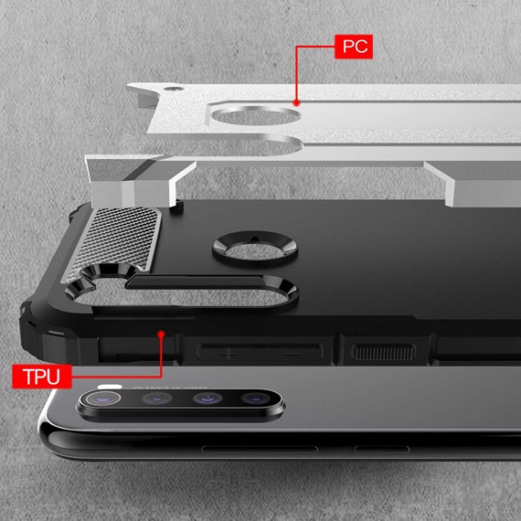 Microsonic Xiaomi Redmi Note 8T Kılıf Rugged Armor Gümüş 4