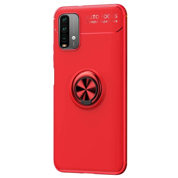 Microsonic Xiaomi Redmi Note 9 4G Kılıf Kickstand Ring Holder Kırmızı 2