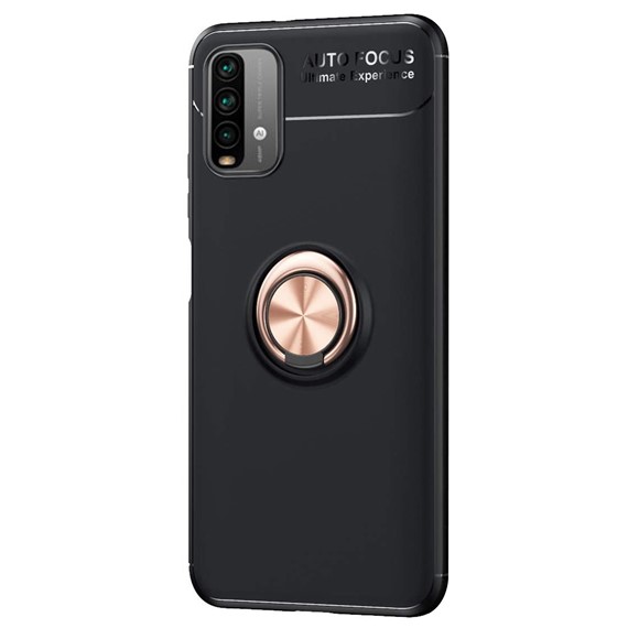 Microsonic Xiaomi Redmi Note 9 4G Kılıf Kickstand Ring Holder Siyah Rose 2