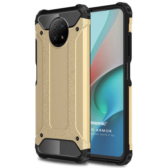 Microsonic Xiaomi Redmi Note 9 5G Kılıf Rugged Armor Gold 1