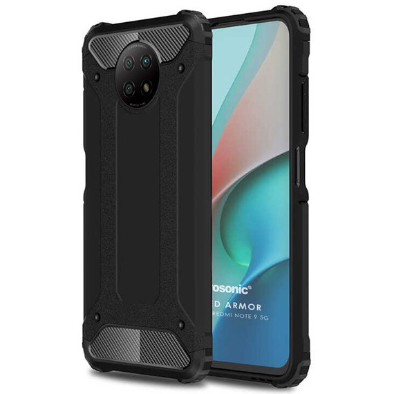 Microsonic Xiaomi Redmi Note 9 5G Kılıf Rugged Armor Siyah 1