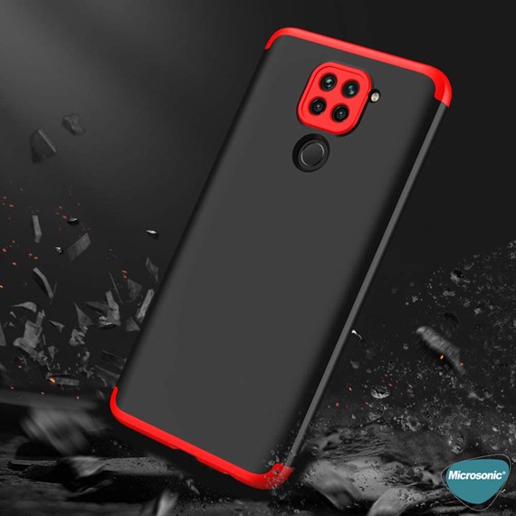 Microsonic Xiaomi Redmi Note 9 Kılıf Double Dip 360 Protective Kırmızı 4