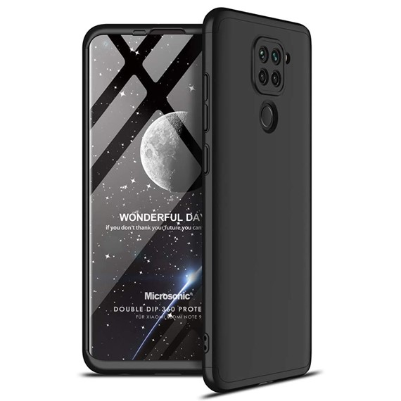 Microsonic Xiaomi Redmi Note 9 Kılıf Double Dip 360 Protective Siyah 1