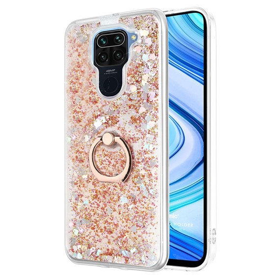 Microsonic Xiaomi Redmi Note 9 Kılıf Glitter Liquid Holder Gold 1