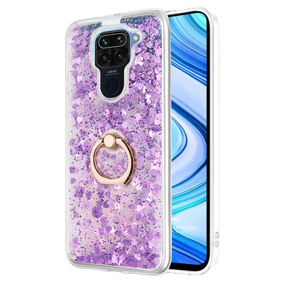 Microsonic Xiaomi Redmi Note 9 Kılıf Glitter Liquid Holder Mor 1