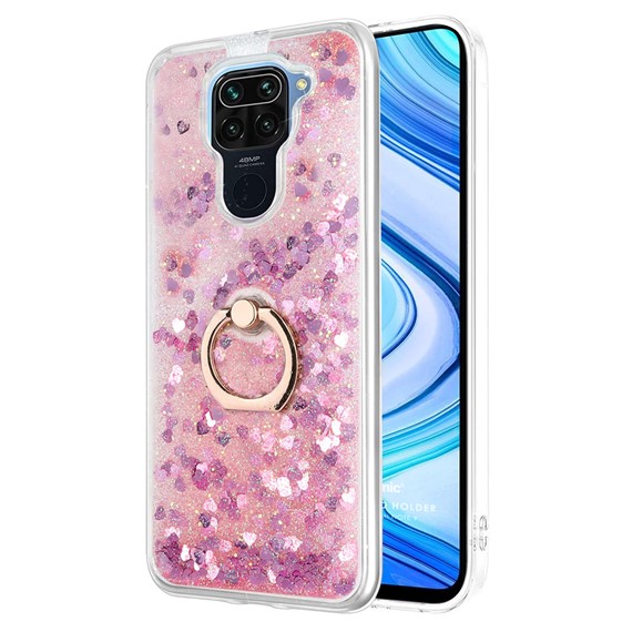 Microsonic Xiaomi Redmi Note 9 Kılıf Glitter Liquid Holder Pembe 1