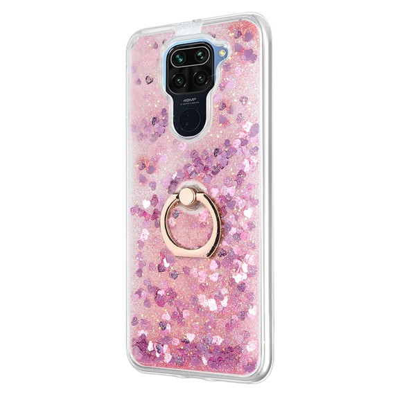 Microsonic Xiaomi Redmi Note 9 Kılıf Glitter Liquid Holder Pembe 2