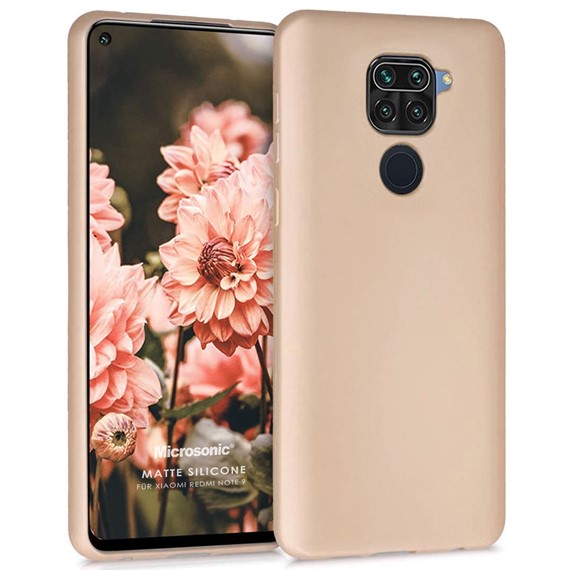 Microsonic Matte Silicone Xiaomi Redmi Note 9 Kılıf Gold 1