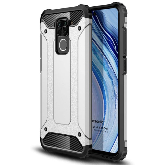 Microsonic Xiaomi Redmi Note 9 Kılıf Rugged Armor Gümüş 1