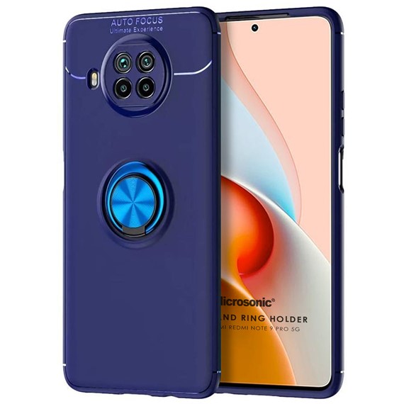 Microsonic Xiaomi Redmi Note 9 Pro 5G Kılıf Kickstand Ring Holder Lacivert 1