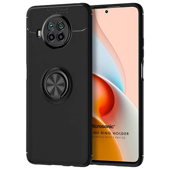 Microsonic Xiaomi Redmi Note 9 Pro 5G Kılıf Kickstand Ring Holder Siyah 1